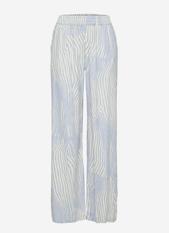 Pantalon Selected coupe droite, ceinture élastique Zébré Bleu, Blanc  100% Viscose