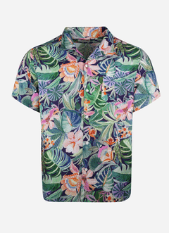 Chemise Tintoria Mattei  à motif tropical à manches courtes et une poche appliquée sur le devant Multicolore 