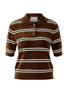 Polo aspect velours Pull-over avec motif rayé sportif