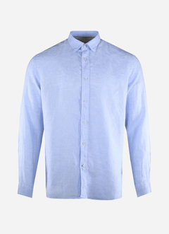 Chemise Fil Noir à manches longues Bleu  100% Lin