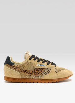 Sneakers WINDSPIN en textile tricoté avec des empiècements en daim et en cuir à poils, dans une silhouette rétro.