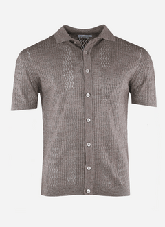Cardigan en maille boutonné à l'avant  Taupe  90% Coton 10% Lin