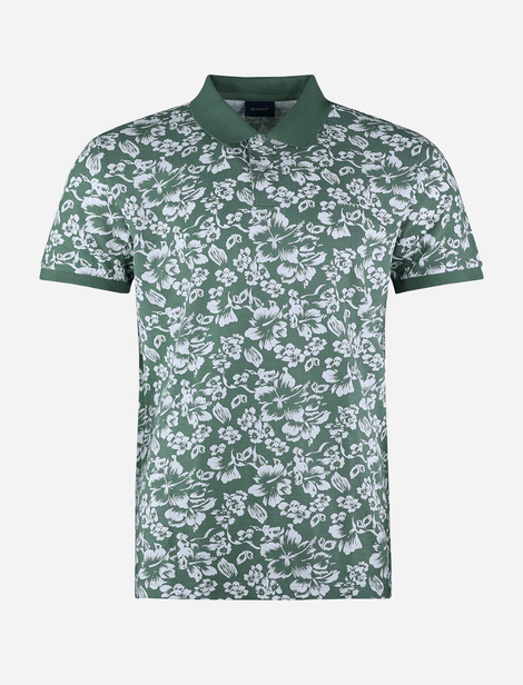 Polo Gant à motif floral.  Vert/Blanc