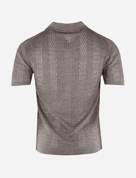 Cardigan en maille boutonné à l'avant  Taupe  90% Coton 10% Lin
