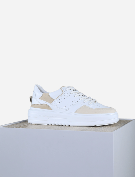 Sneakers bicolore Kennel&Schmenger. Blanc/Camel 