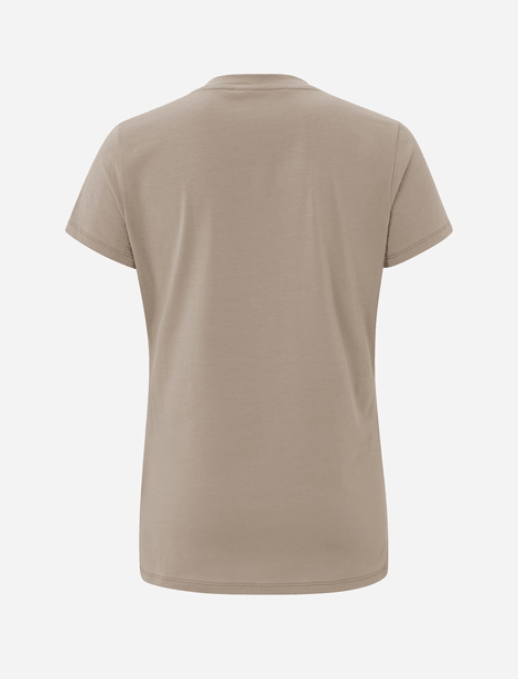 T-Shirt Yaya Col V Regular Fit Sable  92% Coton 8% Elasthanne