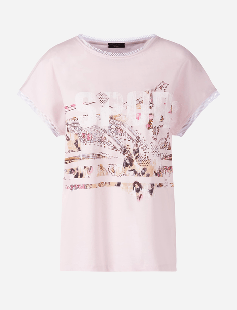 T-shirt Marc Cain à motif et détails sur le col et les manches Rose