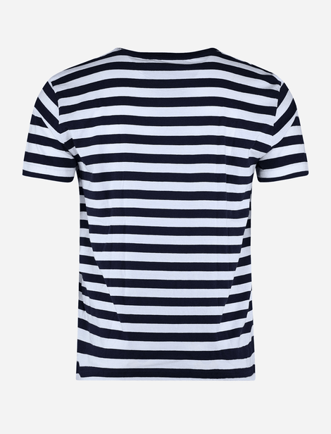 T-Shirt Gant à rayures à col rond. Bleu/Blanc