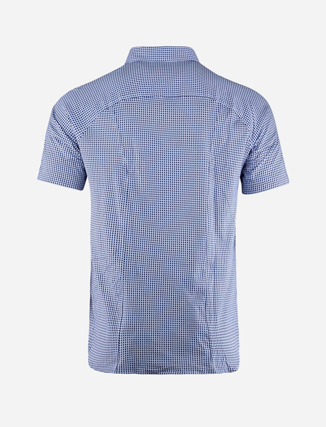 Chemise Desoto à manches 3/4 à motifs Bleu, Blanc   100% Coton 