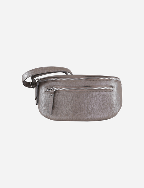 Sac Banane Essenziale en cuir avec fermeture éclair Gris