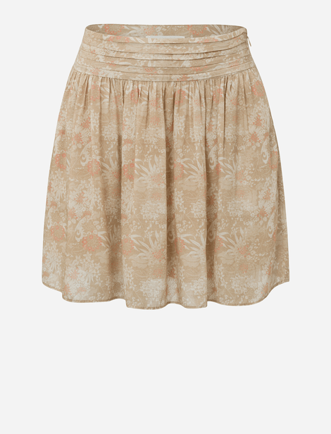 Mini-jupe Yaya avec ceinture décorée, fermeture Éclair et imprimé floral Sable  100% Viscose