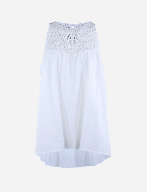  Blouse Hemisphere sans manches avec broderi esur le haut. Blanc 