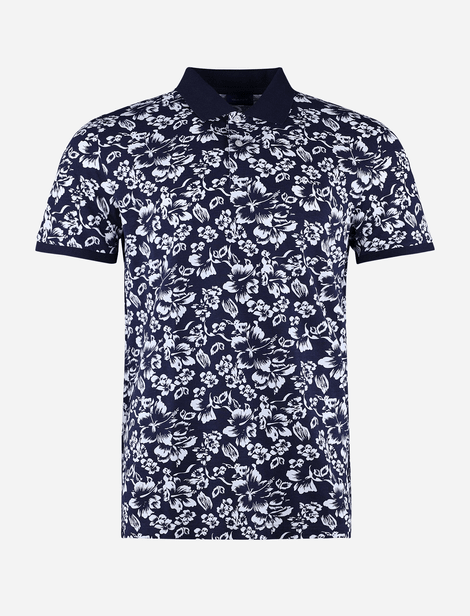 Polo Gant à motif floral  Bleu/Blanc