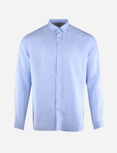 Chemise Fil Noir à manches longues Bleu  100% Lin