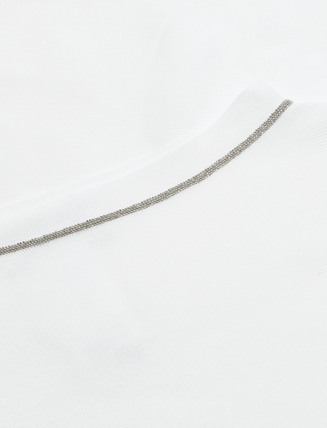 T-Shirt oversize en maille avec brillants sur le col Blanc Fabiana Filippi Blanc  100% Coton 100% Coton