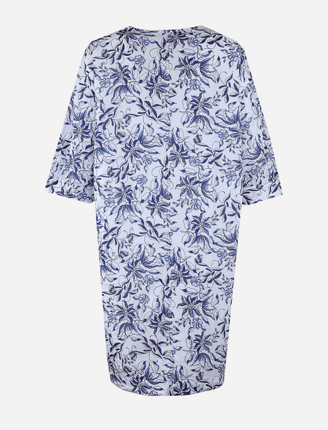 Robe à Fleurs MOP Bleu, Blanc  100% Coton