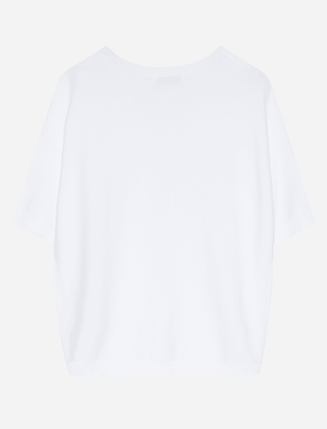 T-Shirt oversize en maille avec brillants sur le col Blanc Fabiana Filippi Blanc  100% Coton 100% Coton