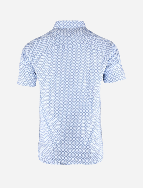 Chemise Desoto à manches 3/4 à motifs en Trèfles Bleu, Blanc  100% Coton
