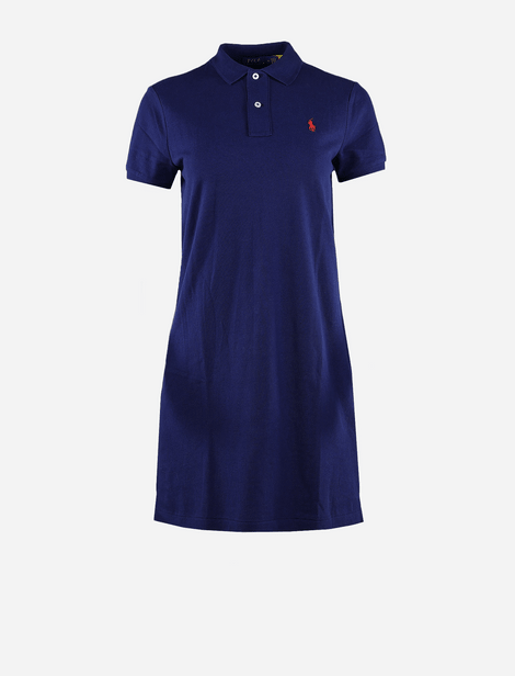 Robe Ralph Lauren courte avec col, ouverture polo, logo brodé sur la poitrine gauche et manches courtes Navy