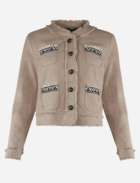 Veste courte structurée avec poches brodées Bazar Deluxe Camel  98% Coton 2% Elasthane