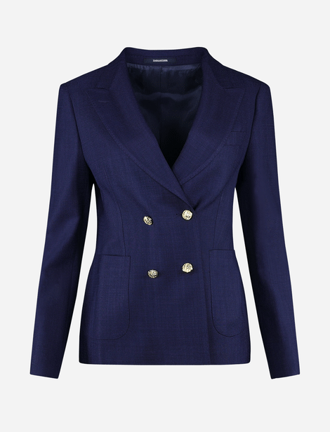 Blazer avec boutonnage doré et poches appliqués sur le devant. Bleu marine 