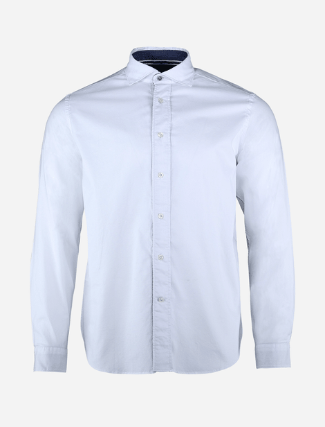 Chemise Fil Noir avec intérieur du col noir  Blanc