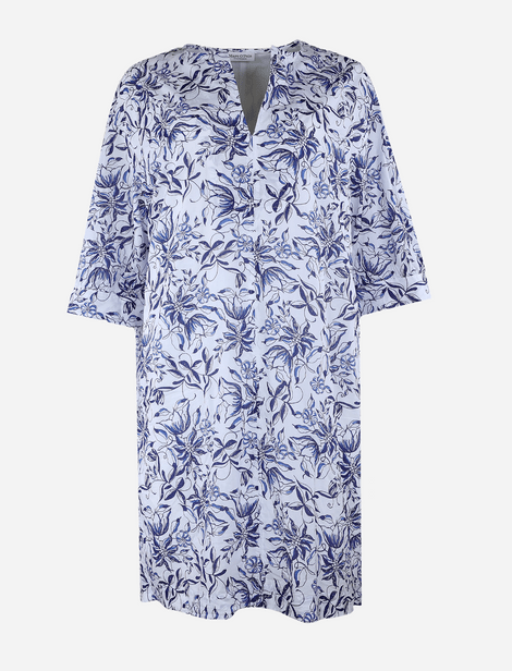 Robe à Fleurs MOP Bleu, Blanc  100% Coton