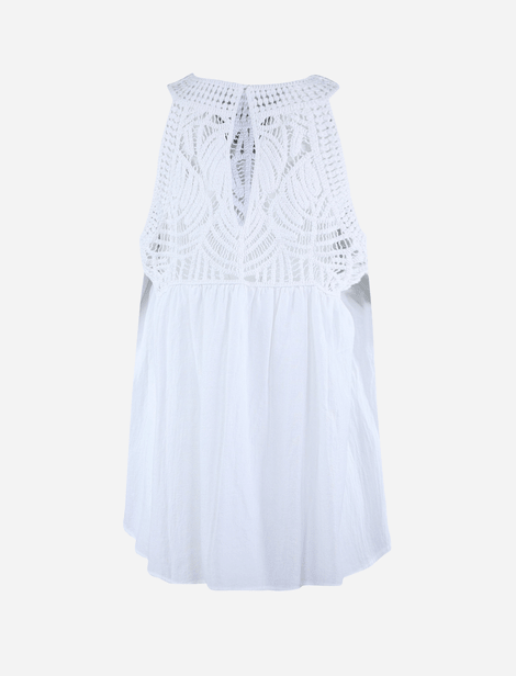  Blouse Hemisphere sans manches avec broderi esur le haut. Blanc 