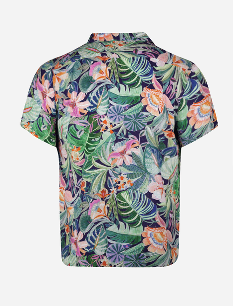 Chemise Tintoria Mattei  à motif tropical à manches courtes et une poche appliquée sur le devant Multicolore 