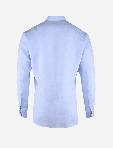 Chemise Fil Noir à manches longues Bleu  100% Lin